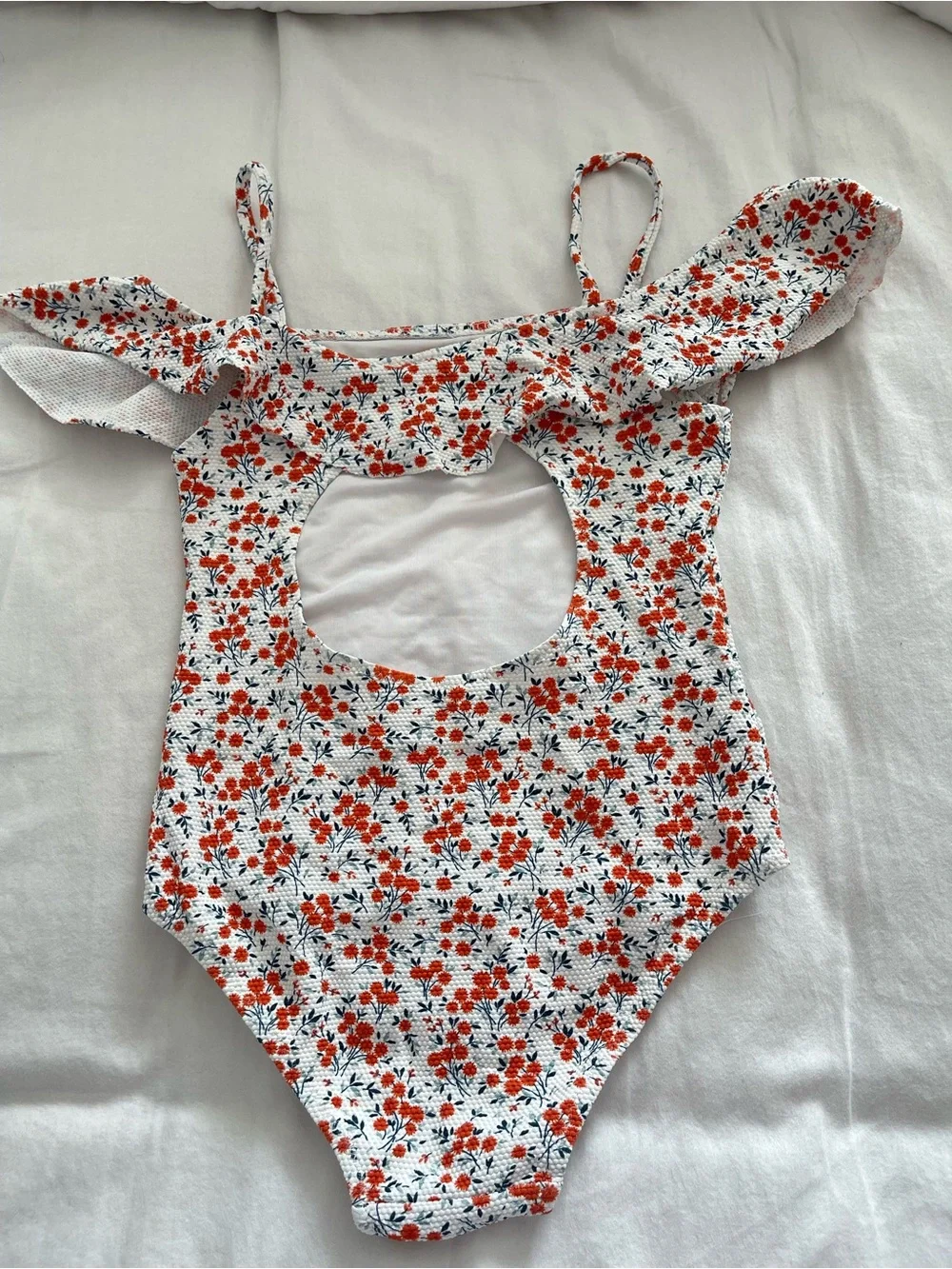 Mango Kids One-Piece Swimsuit with Red Floral Print